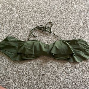 Olive green Hollister bikini top with off the shoulder detailing.